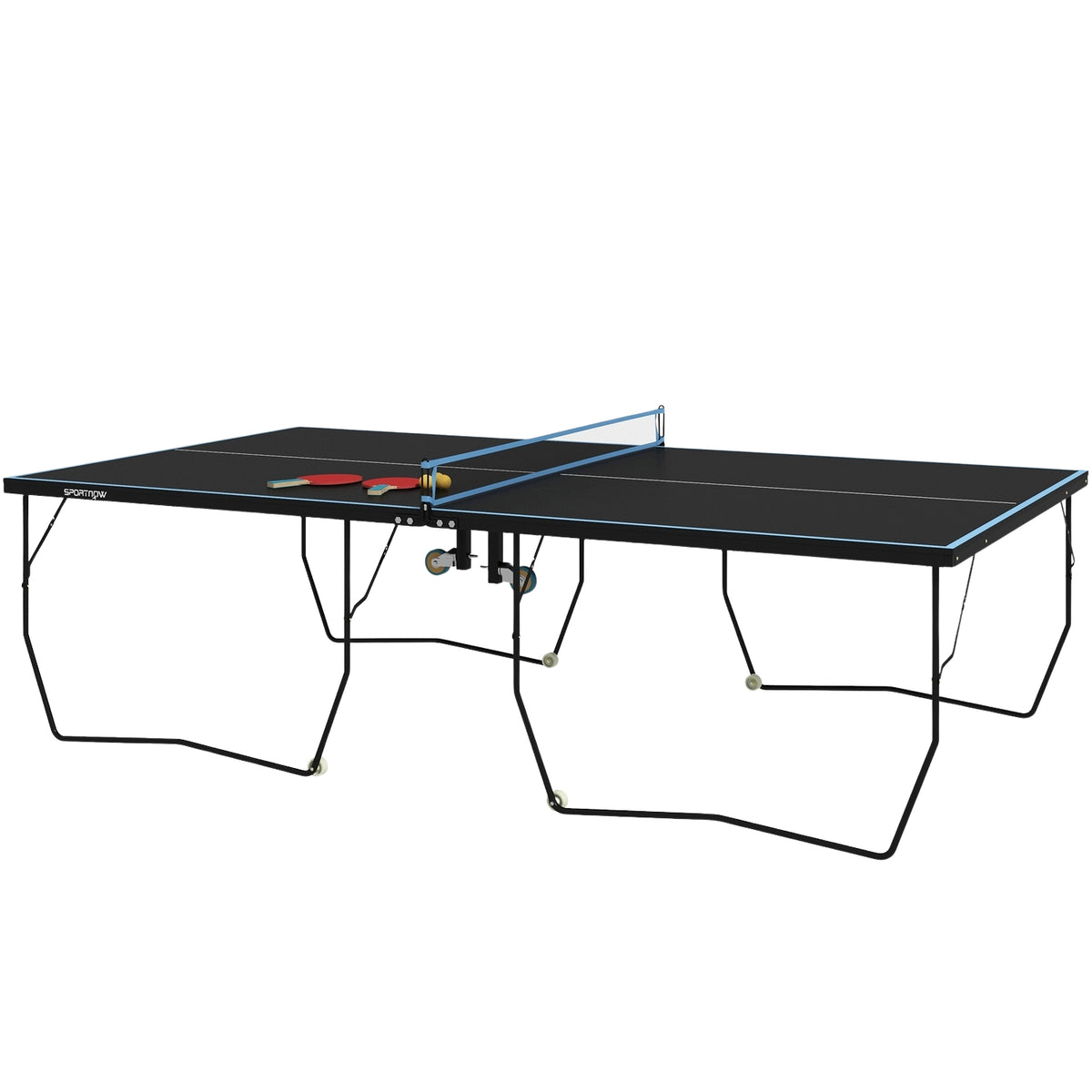 Table de ping-pong d'extérieur pliable, roulettes et filet inclus