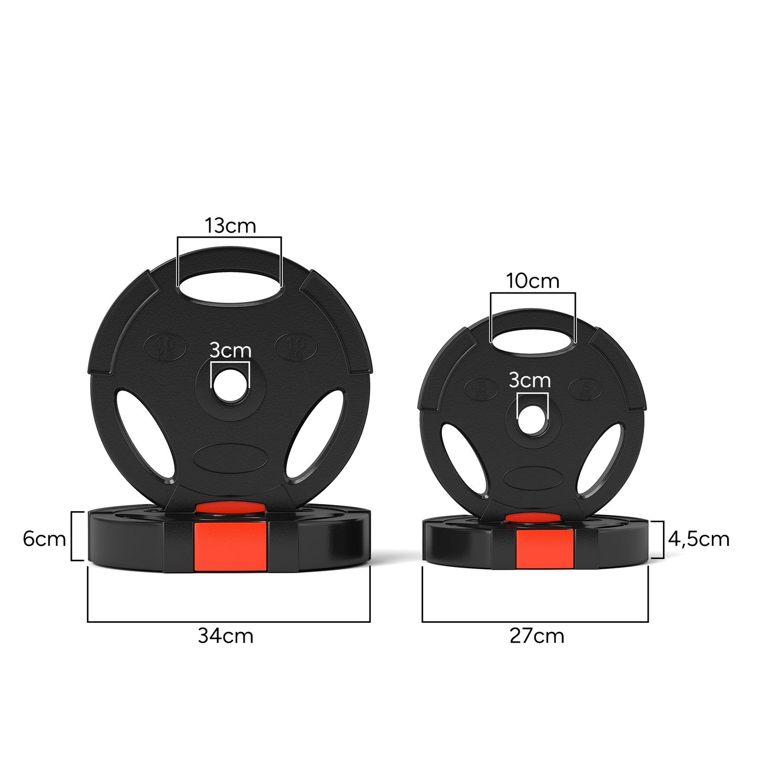Viktset svart hantel, 4-pack – 2x5kg, kompatibel Ø30mm