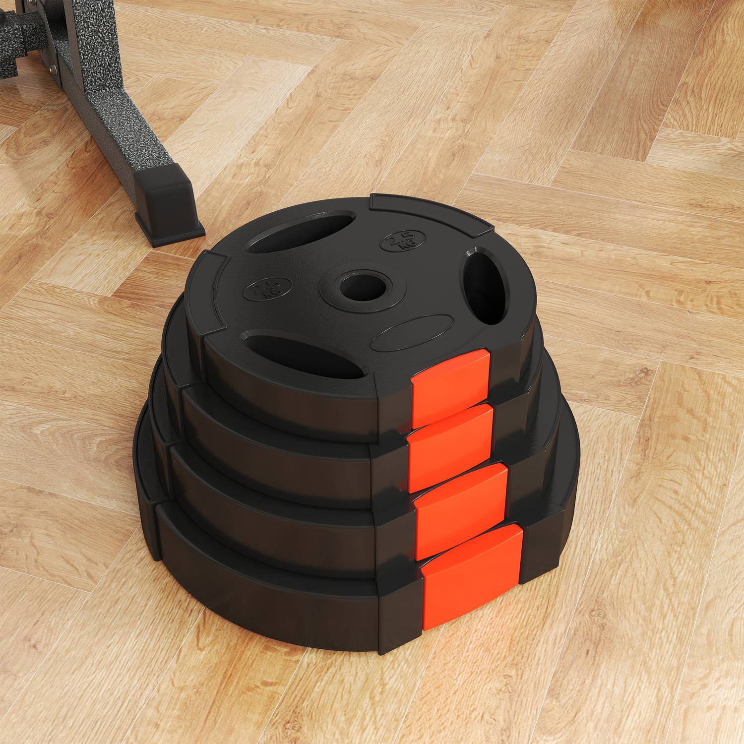 Viktset svart hantel, 4-pack – 2x5kg, kompatibel Ø30mm