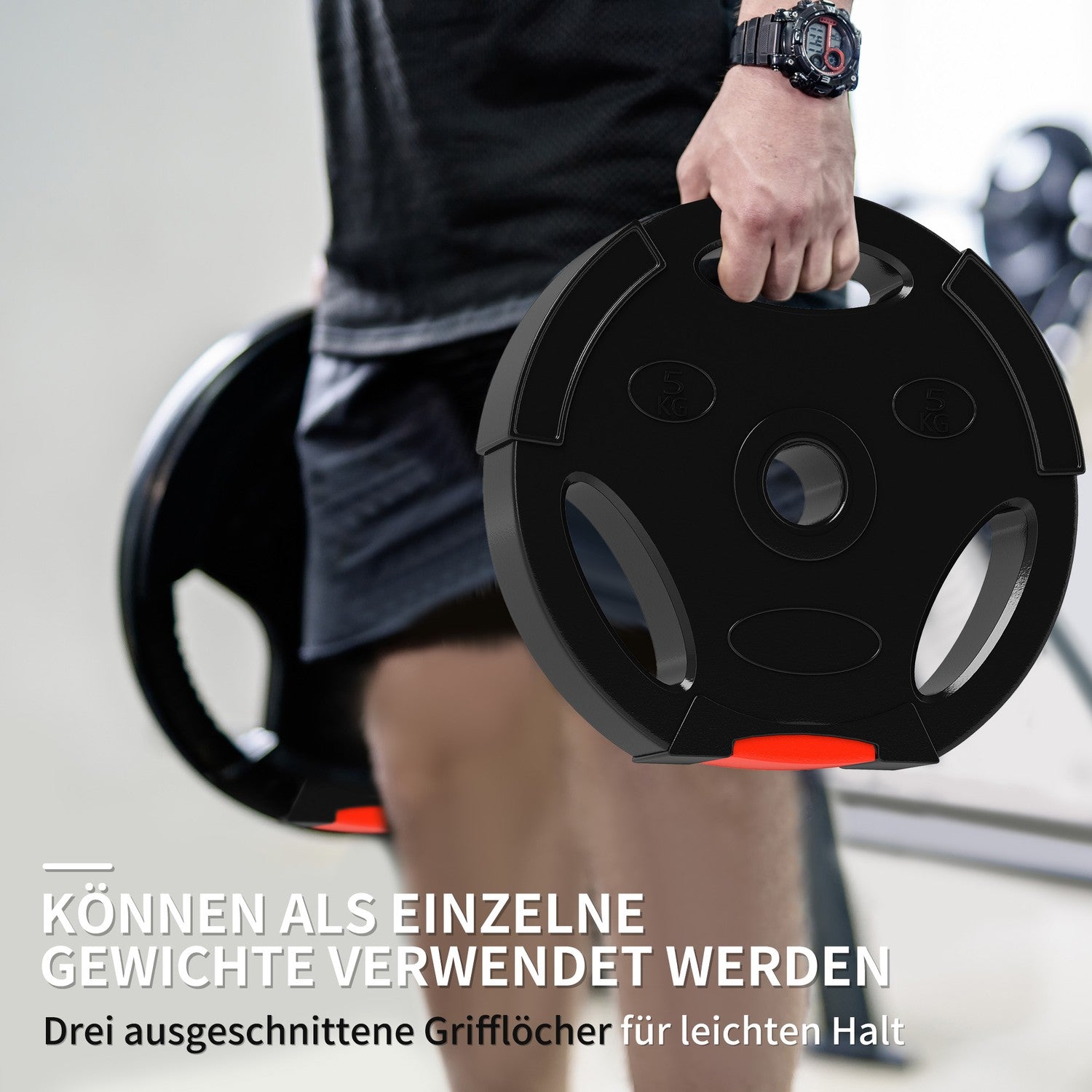 Viktset svart hantel, 4-pack – 2x5kg, kompatibel Ø30mm