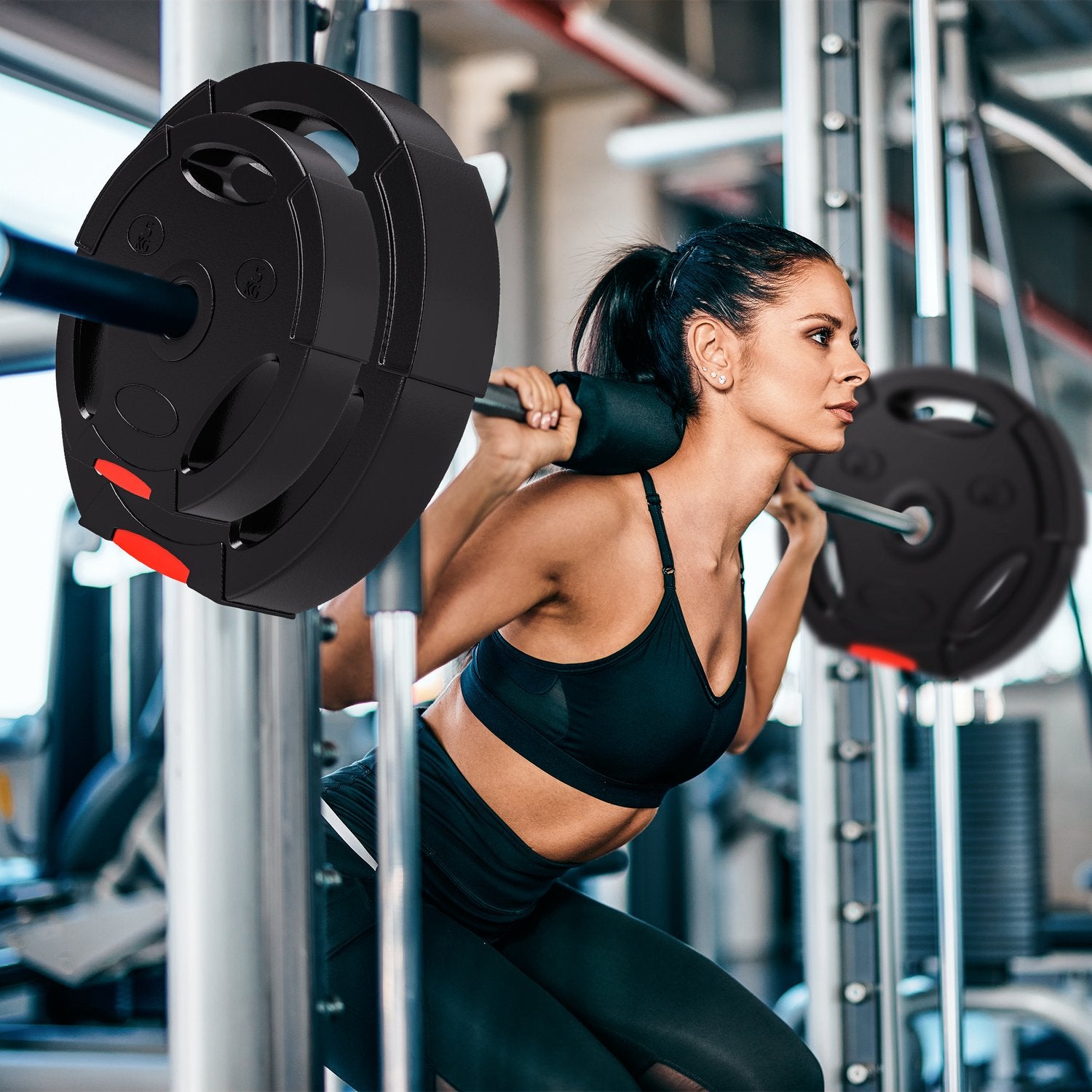 Viktset svart hantel, 4-pack – 2x5kg, kompatibel Ø30mm