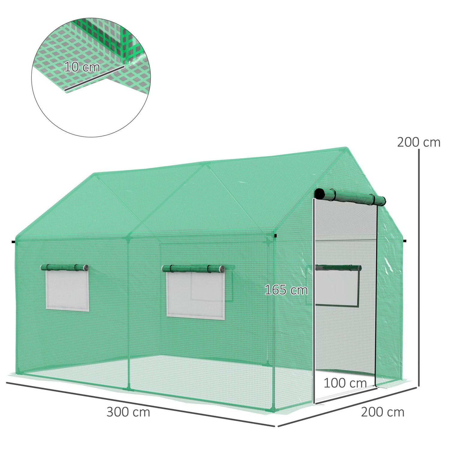 Vindtätt Folieväxthus 2x3x2m med UV-skydd