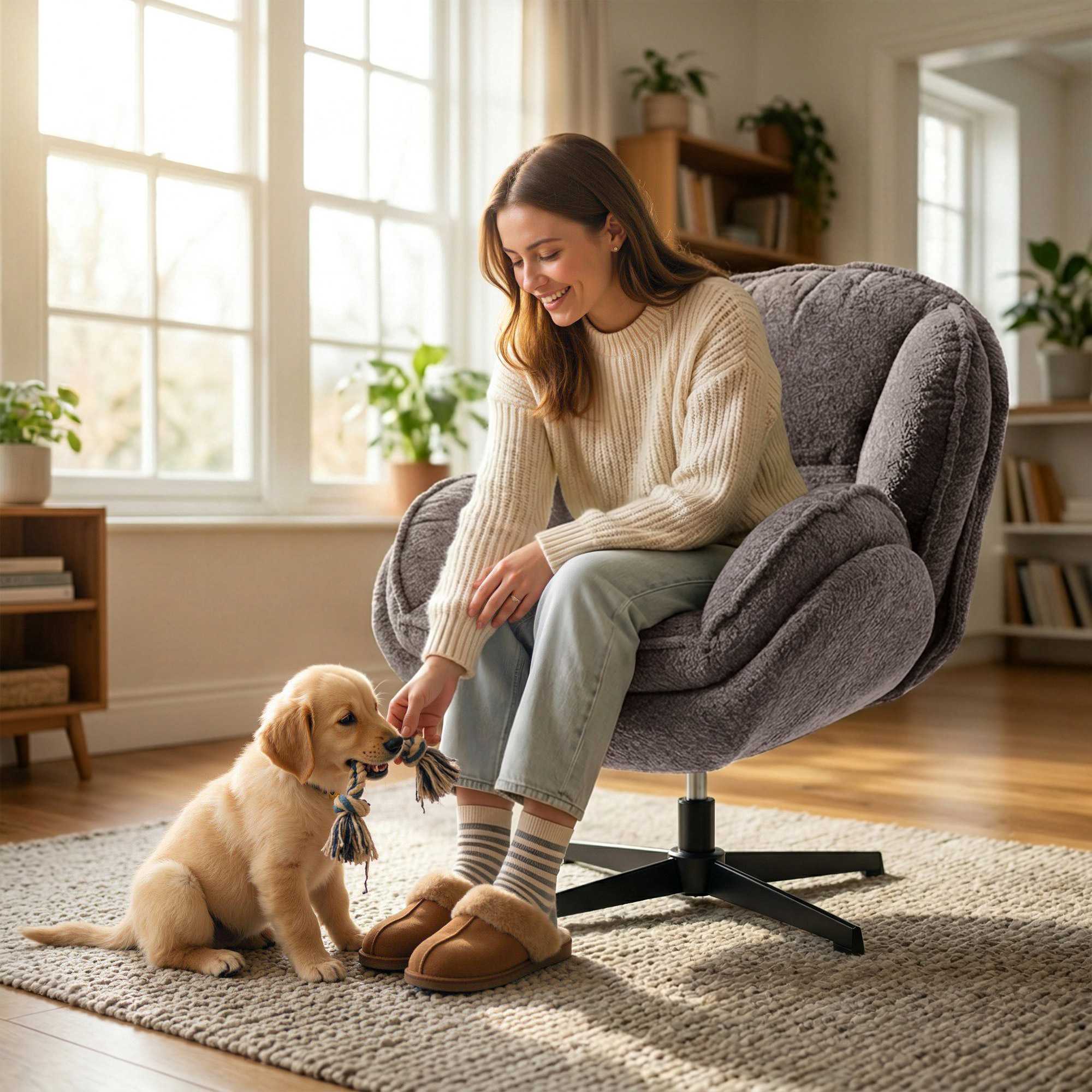 Vingryggssammetsfåtölj med 360 graders vridning, grå