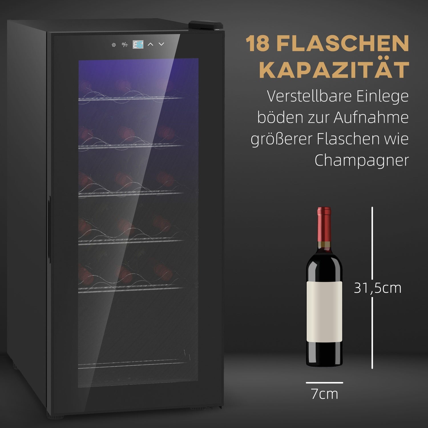 Vinkyl, 18 flaskor, 50L, Touch Control, 5-18°C