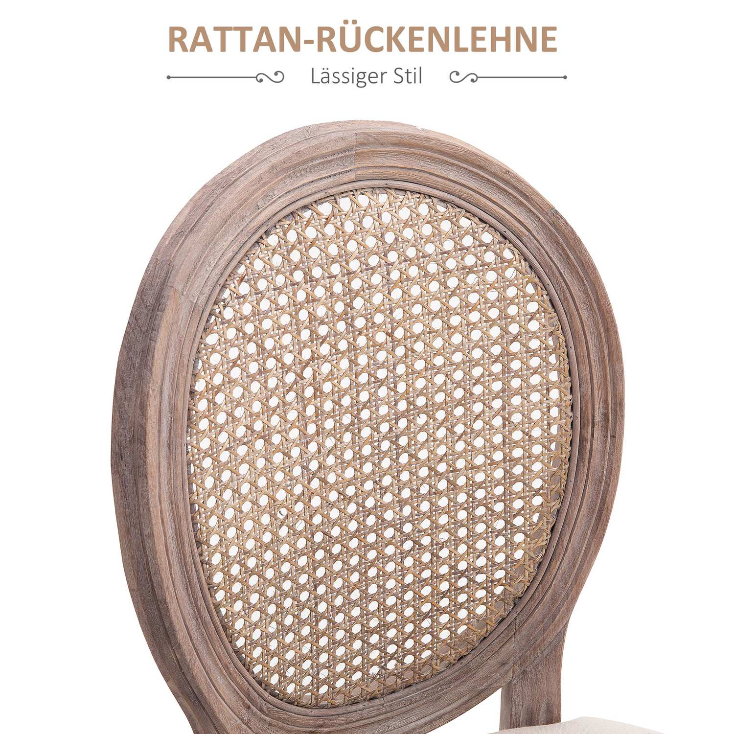 Vintage beige matstol – stoppad vilstol i rotting