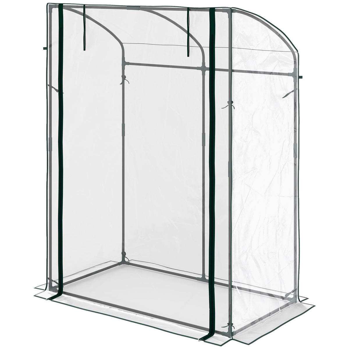 Serra in acciaio resistente all'inverno, tetto curvo, 128x70x170cm