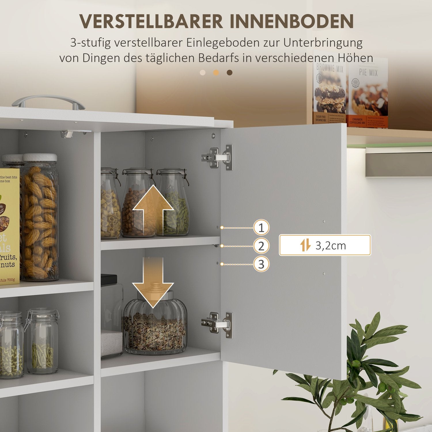 Vit Fristående Köksskåp, 89x39,5x168 cm, MDF