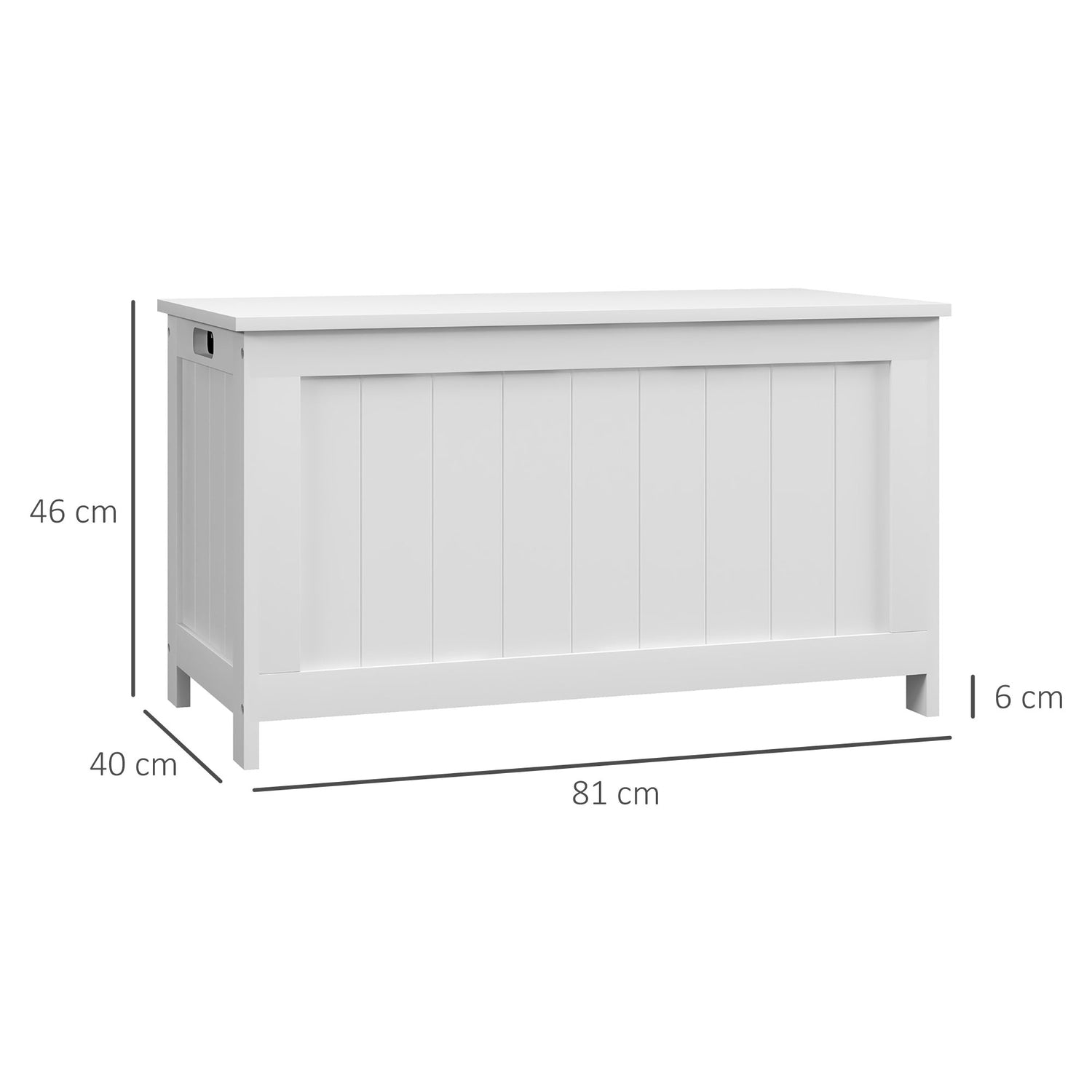 Vit förvaringslåda med lock och handtag – 81x40x46 cm