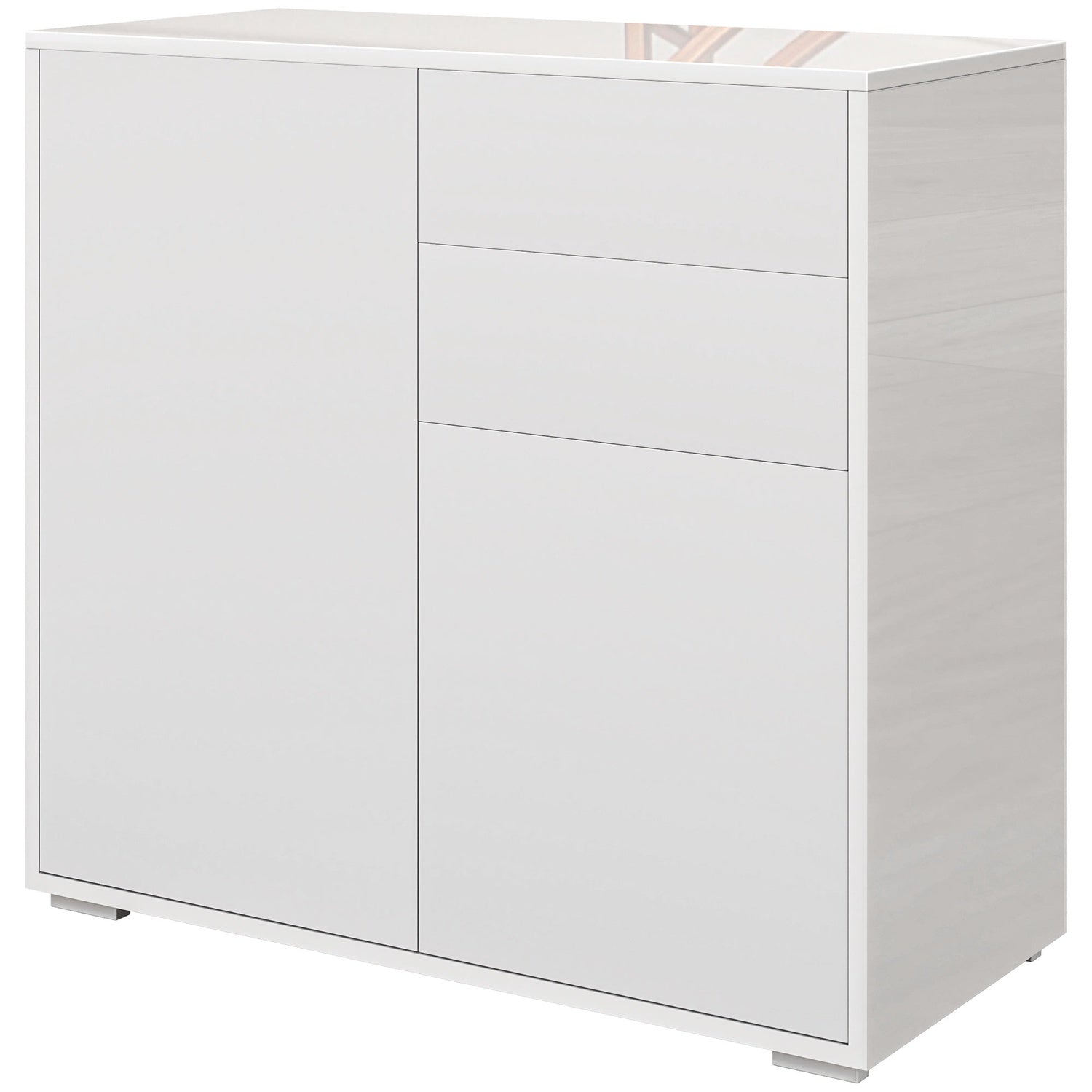 Vit förvaringsskänk – Justerbar hylla & låda, 79x36x75 cm