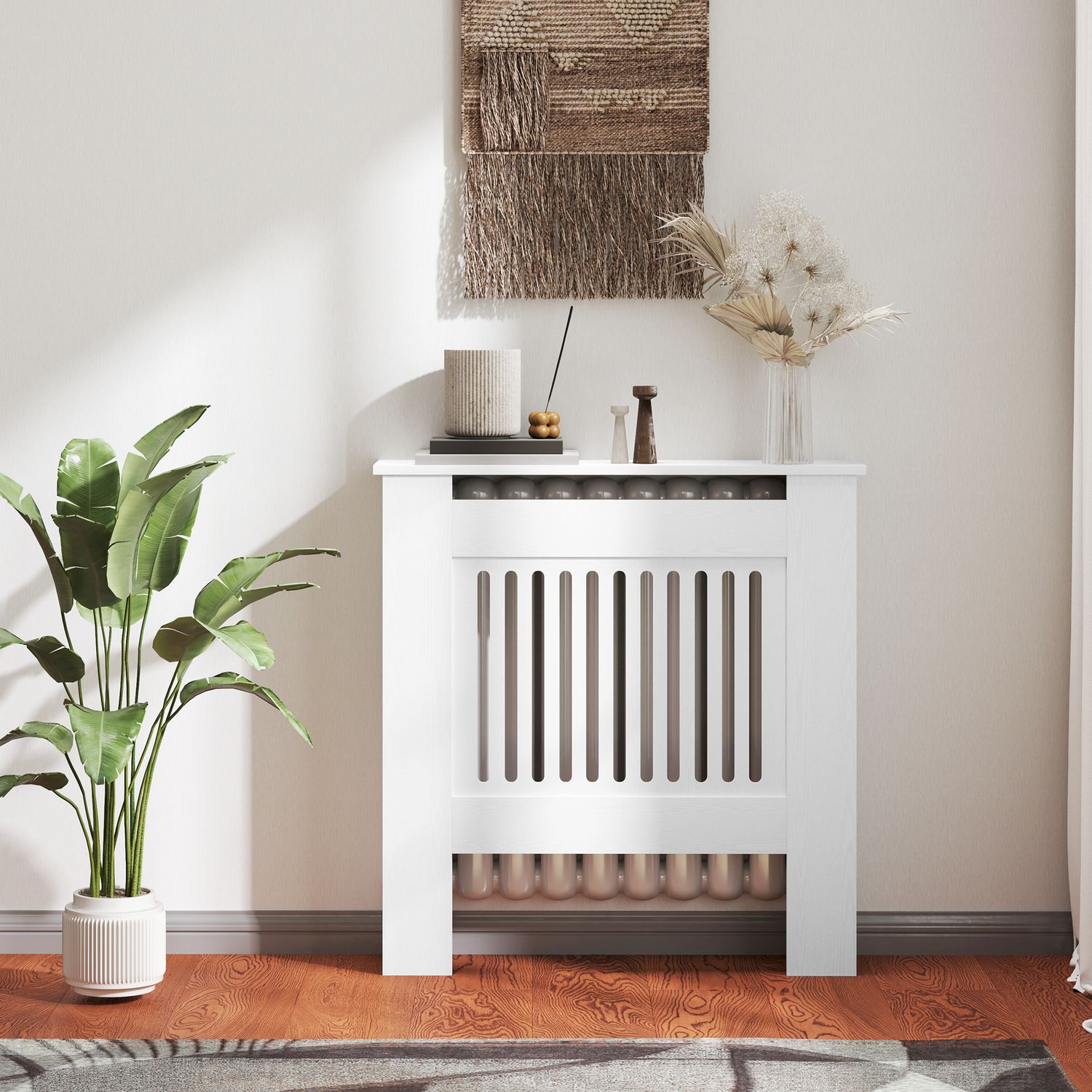 Vit kylarlock med horisontella lameller, 78x19x81cm