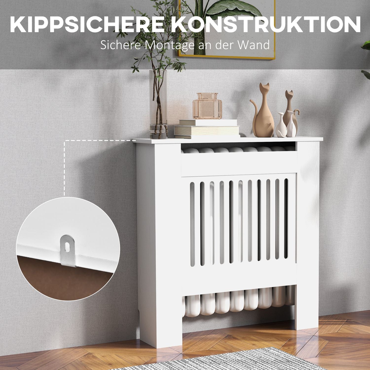 Vit kylarlock med horisontella lameller, 78x19x81cm
