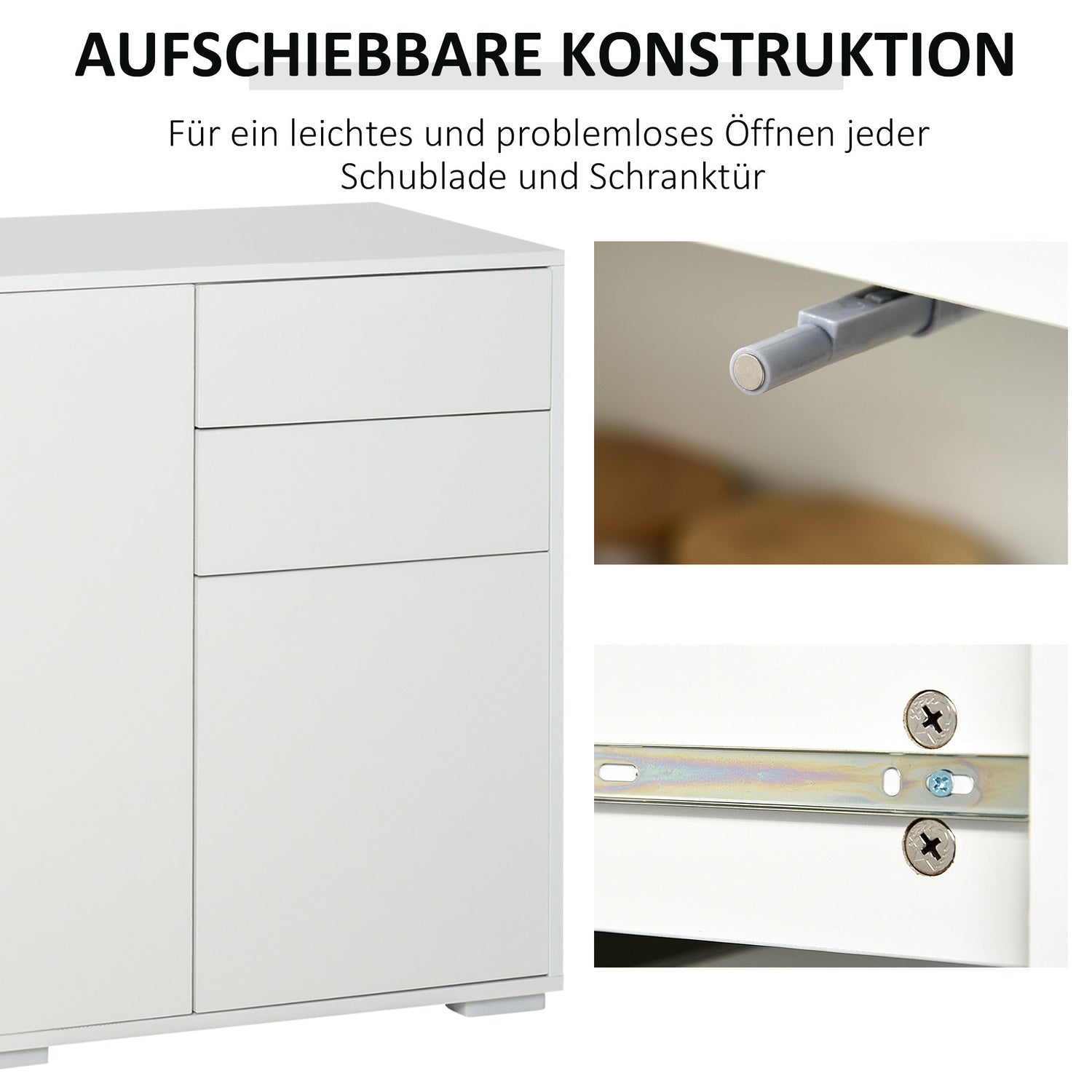 Vit sideboard byrå med 2 lådor & 3 dörrar