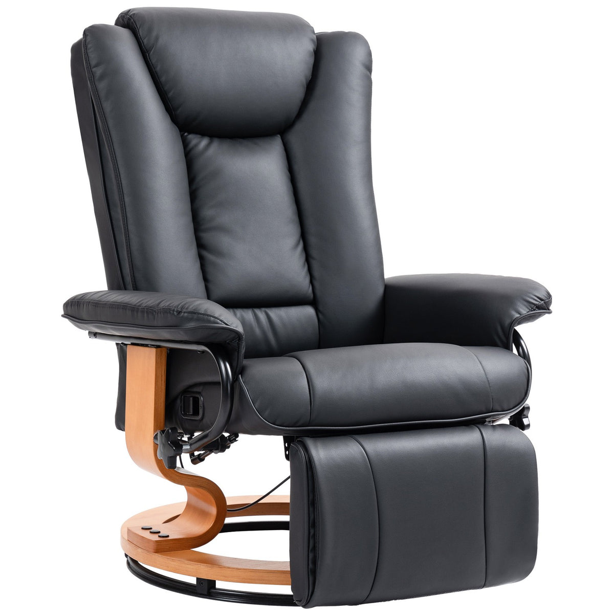 Poltrona relax girevole, similpelle, nero, capacità 150 kg