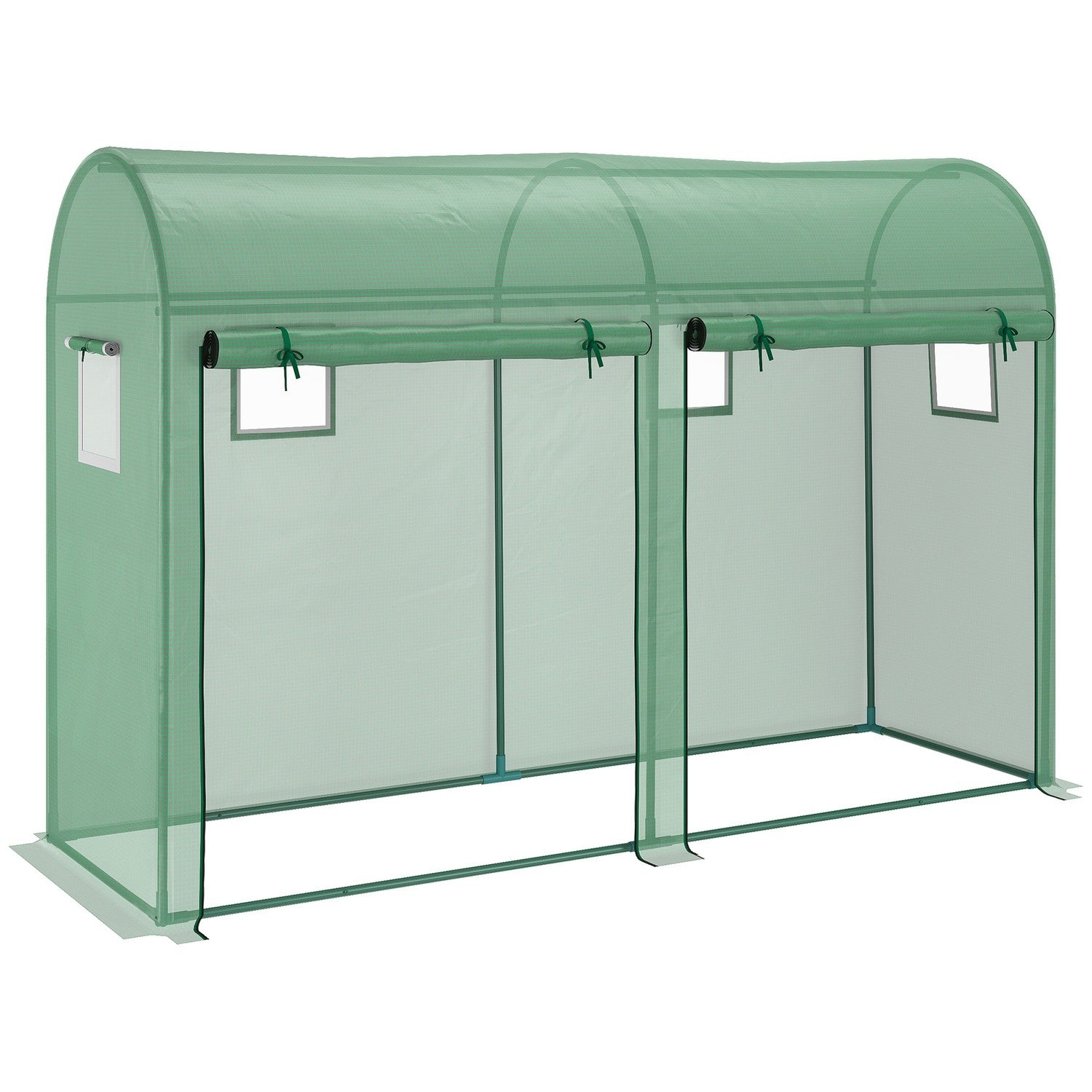 Växthus 300x100x200 cm, PE Plast, Stålstomme, 4 fönster