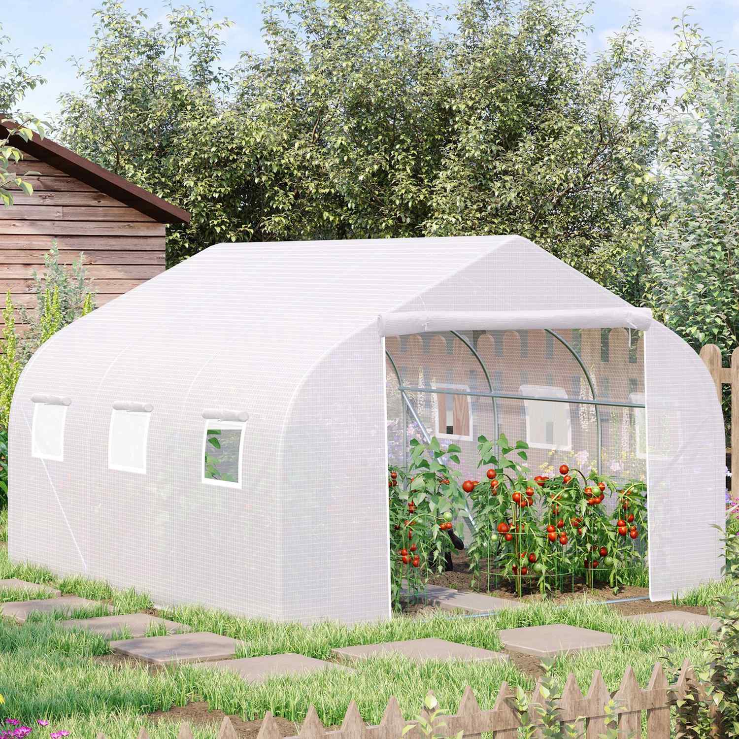 Växthus 3,5x3x3m UV-skyddad, vindtät, metallram