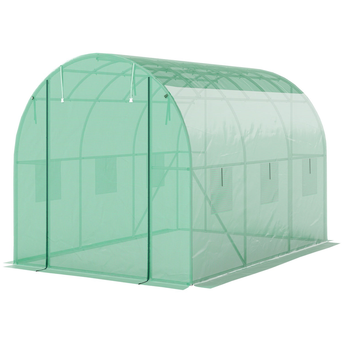 Gewächshaus 3x2x2m UV-beständig, Rolltür, 6 Fenster