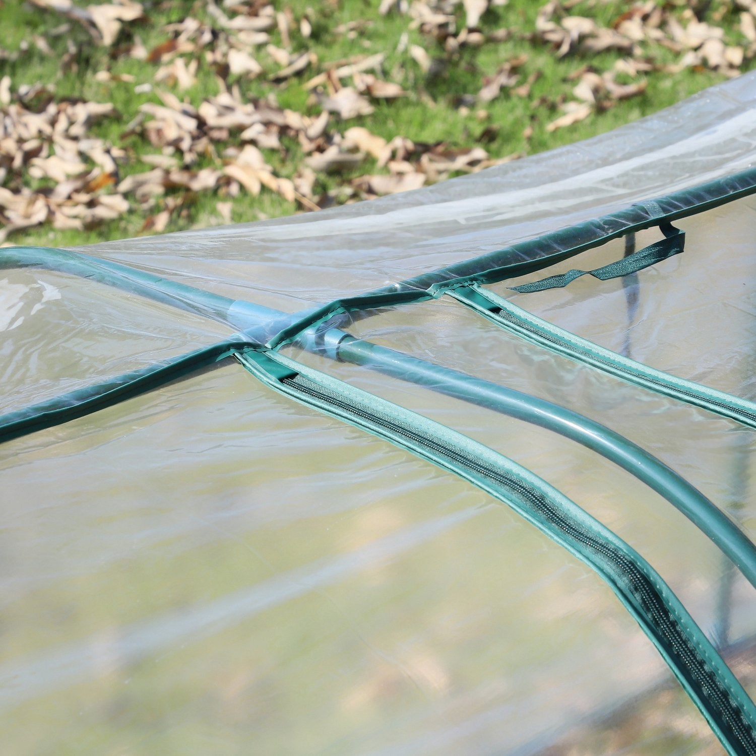 Växthus Med Dörr, Stålram, 350x100x80 cm, Grön
