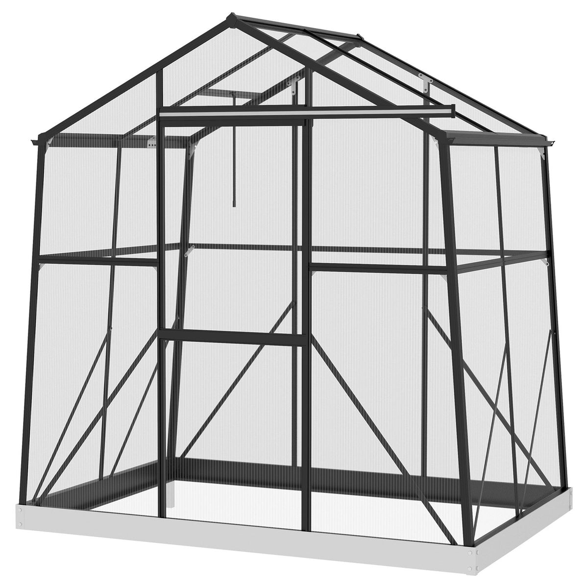 Serre en aluminium avec fenêtre et porte coulissante, 2,51 m²