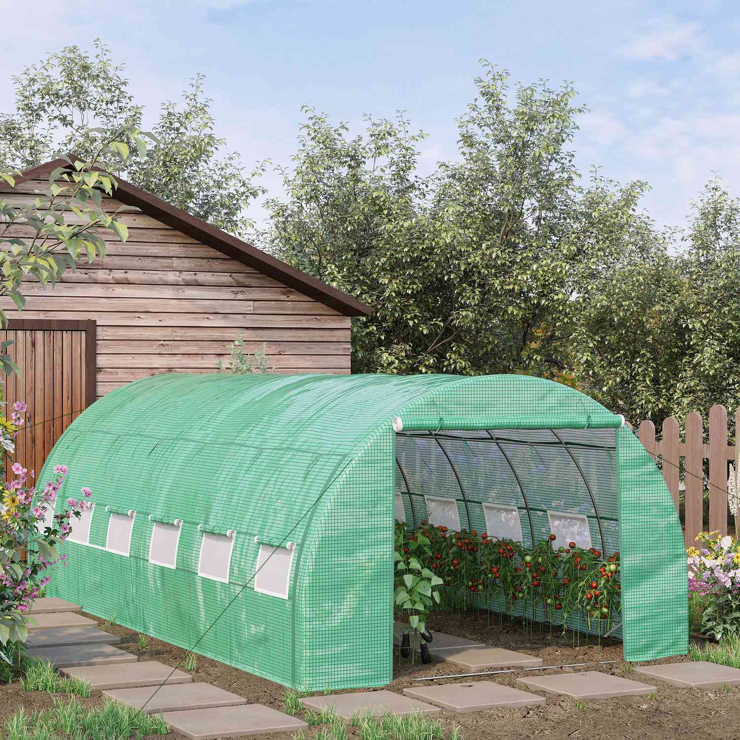 Växthuspolytunnel 6x3x2M, UV-skydd, Walk-In Design