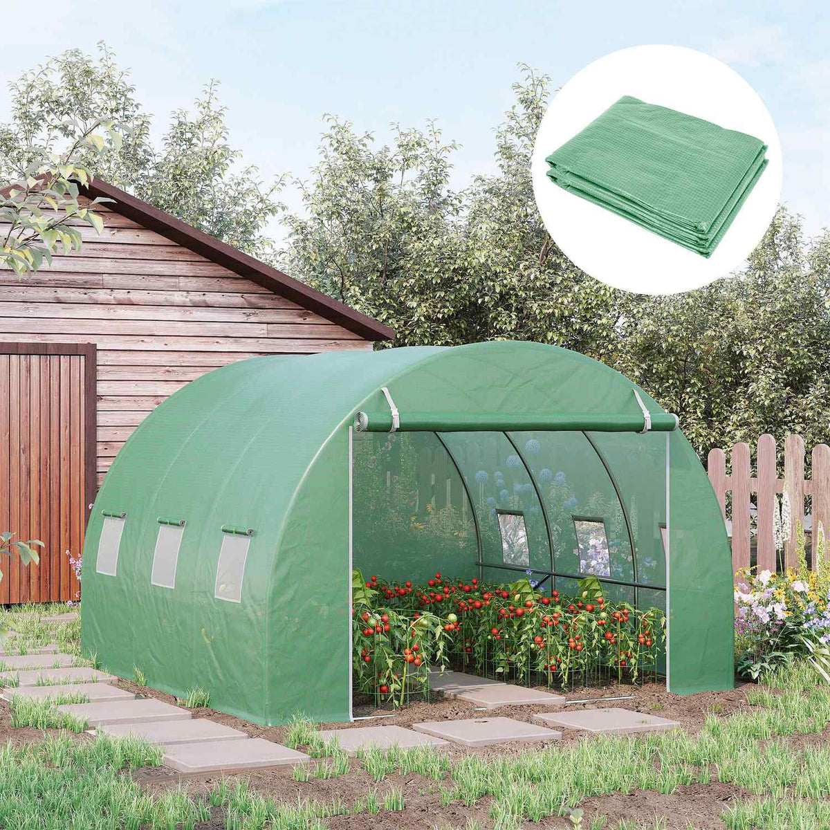 Telo per serra - PE impermeabile anti-UV con porta avvolgibile