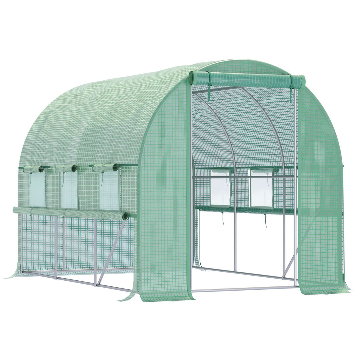 Begehbares Folien-Gewächshaus – UV-geschützt, 6 Fenster, 2,95x2x2M