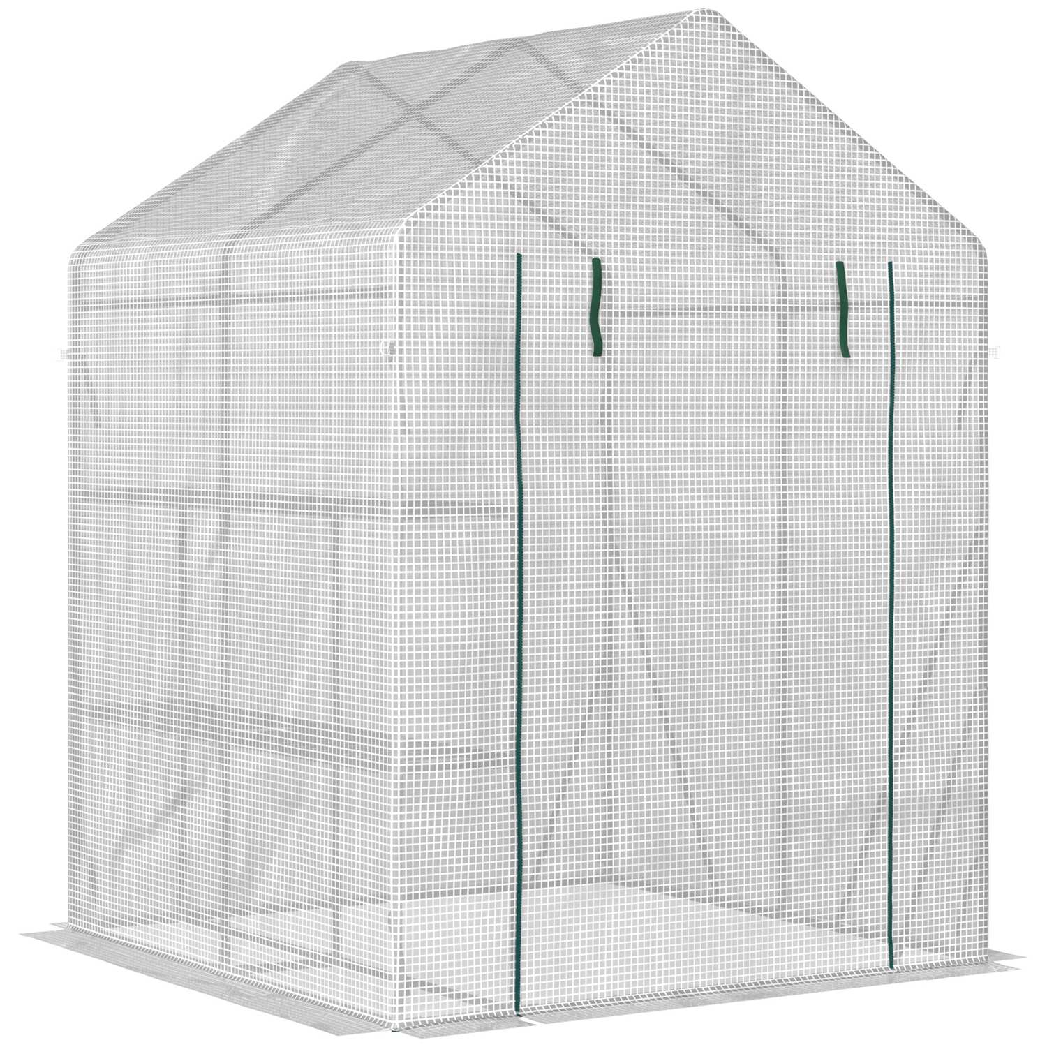 Walk-In tomatväxthus, 4 hyllor, stålstomme, 143x143x195 cm