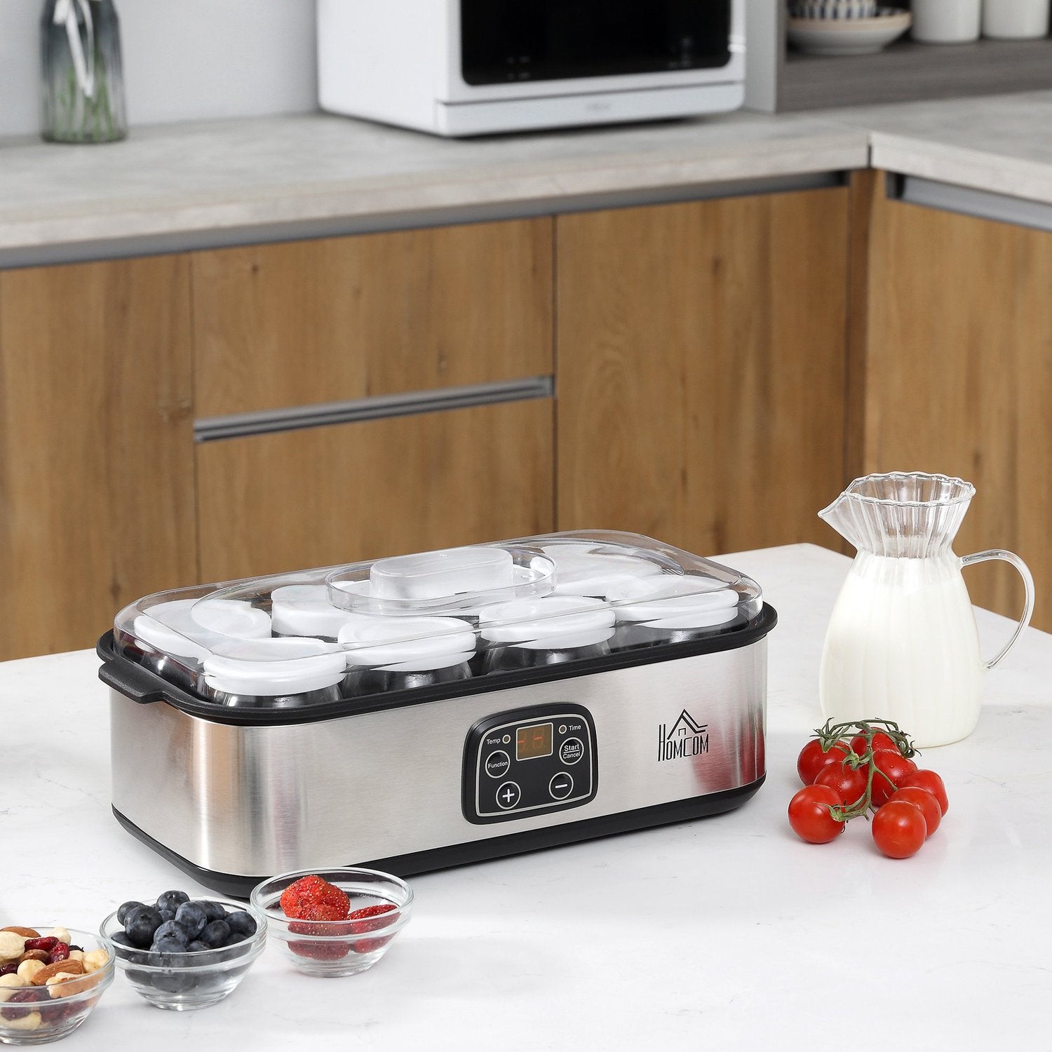 Yoghurtmaskin 25W med LCD, 8 burkar och justerbar temperatur